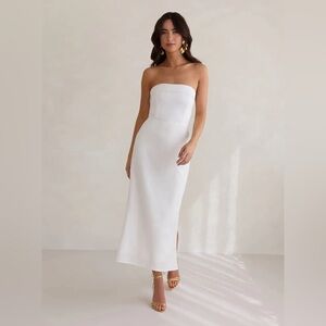 Park & Fifth Vaughn Linen Midi Dress Off White XXS